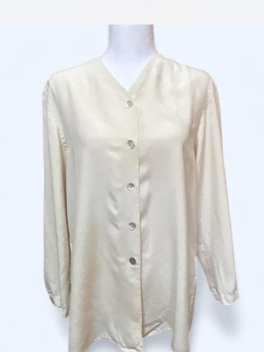 Rafaella Cream 100% SILK  Button-Down Blouse vintage style soft women’s S